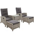 5 Pc Wicker Patio Recliner Armchair Ottoman Sun lounge Chair Furniture Outdoor Garden Grey